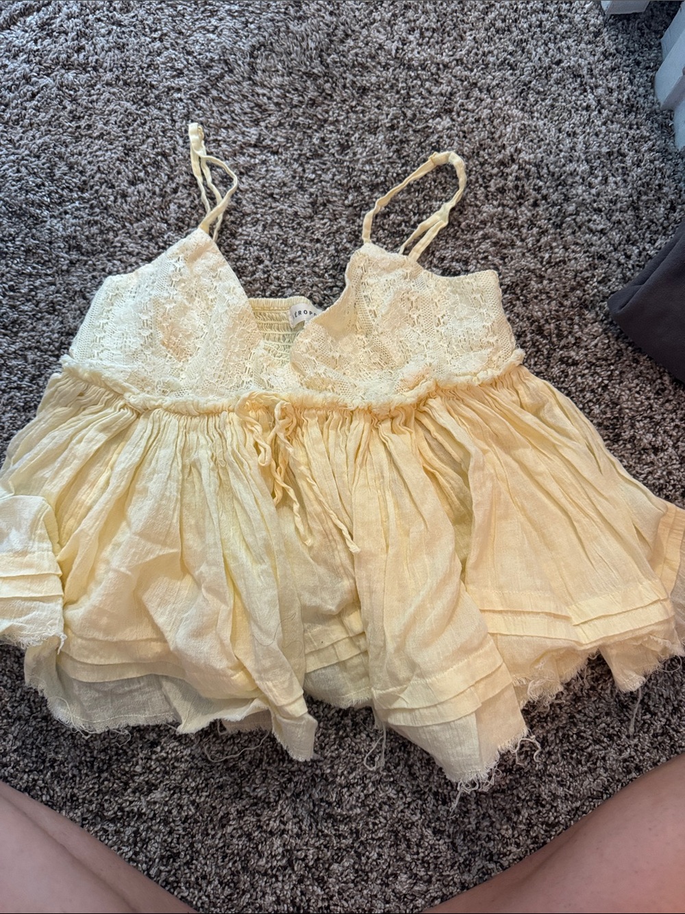 Lace-Trim Yellow aeropostale tank top